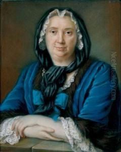 Portrait De Femme A La Robe Bleue by Maurice Quentin de La Tour