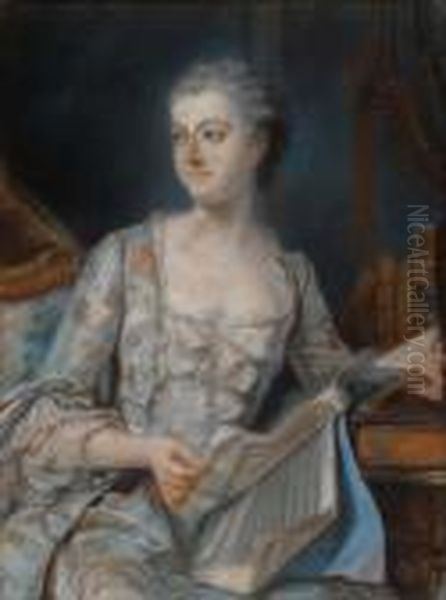 Madame De Pompadourhalf-length, Seated, In An Interior - view 1