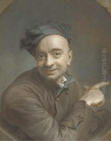Portrait De L'artiste, En Buste, Pointant Vers La Droite, Vu Dansun Oeil-de-boeuf - view 1