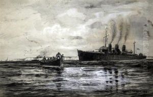 Ships Boat Looking For Survivors by Charles John de Lacy