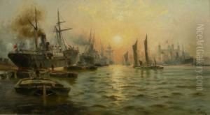 Shipping In The Port Of London by Charles John de Lacy