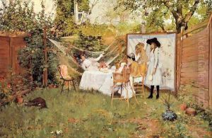 The Open Air Breakfast (or The Backyard, Breakfast Out of Doors) by William Merritt Chase