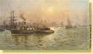 Remorqueur Dans Un Estuaire, Aux Couleurs