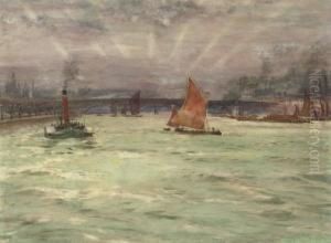 Sail Boats And A Paddle Steamer On The Thames