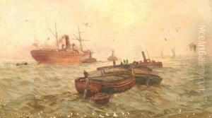 Ships In Harbor by Charles John de Lacy