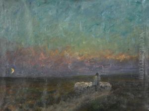 Shepherd In Moonlight by Alois De Laet