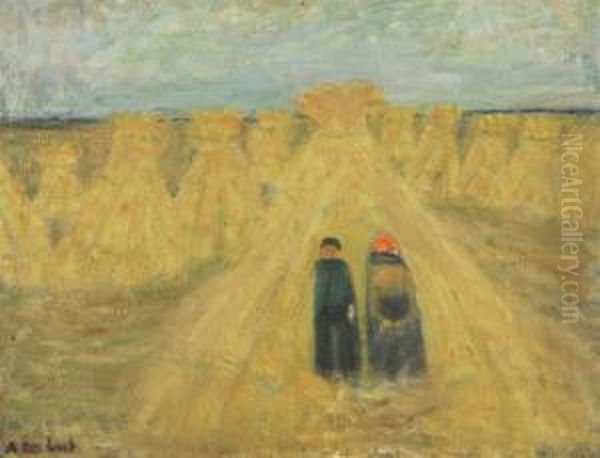 Farmer's Couple Near Haystacks - view 1