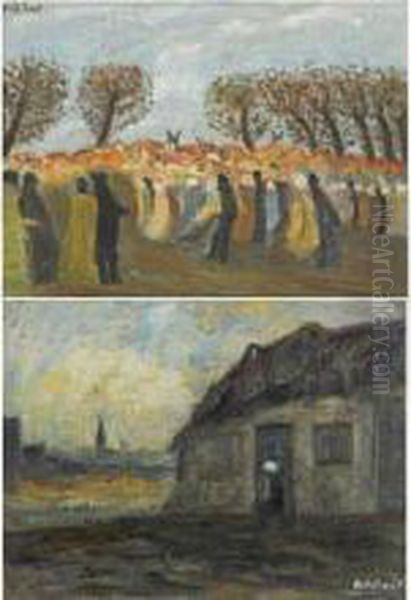 Procession And A Figure Near A Farmhouse - view 1