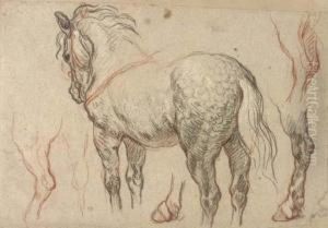 A Dappled Grey Horse With Subsidiary Studies Of Its Legs by Charles de Lafosse