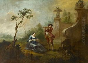 Figures Beside Ruins In A Landscape