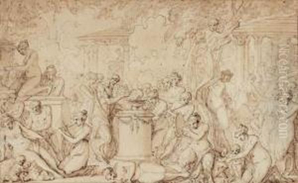 Bacchanale
 Plume Et Encre Brune, Lavis Brun - view 1