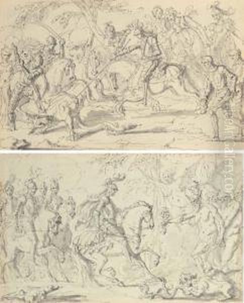 A Band Of Christian Knights
Slaying A Dragon; And A Band Of Christian Knights Confronted By Harpies
And Demons - view 1