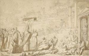 Monseigneur De Belzunce, Eveque De Marseille, Se Devouant Pour Les
Pestiferes De Marseille En 1720 by Louis-Felix De Larue