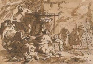 Une Scene De Bacchanale Avec Des Nymphes