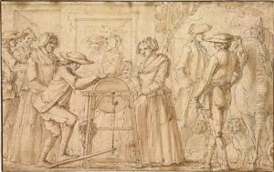 Street Scene With A Knife Grinder