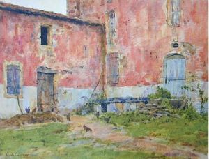 Cour De Ferme Avec Poules by Gustave De Launay