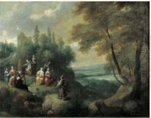 Minerve Et Les Muses Sur Le Mont Helicon by Geeraert De Lavallee