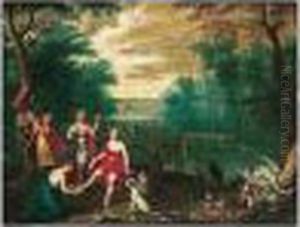 A Landscape With Diana And Her Nymphs Resting From The Hunt by Geeraert De Lavallee