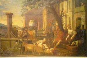 Farmyard Scene by Etienne de Lavallee-Poussin