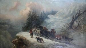 The Return From The Hunt In Winter by Alexis de Leeuw