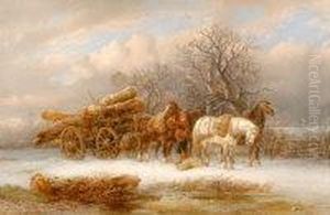 The Timber Wagon In Winter by Alexis de Leeuw