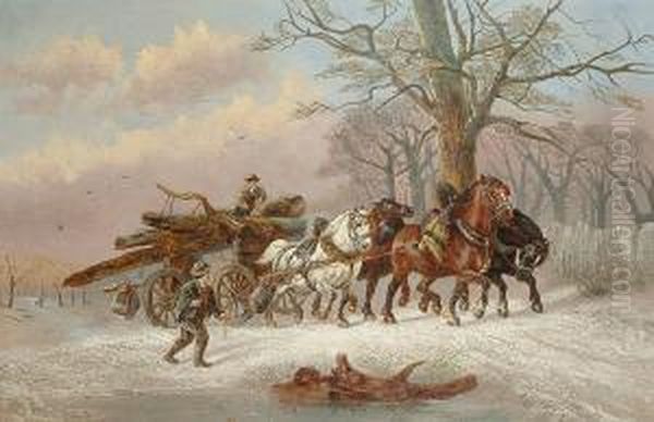 A Log Team In Winter. - view 1