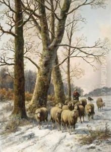 A Shepherd In A Winter Landscape A Shepherd In A Winter Landscape