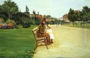 The Park, mother and girl by William Merritt Chase