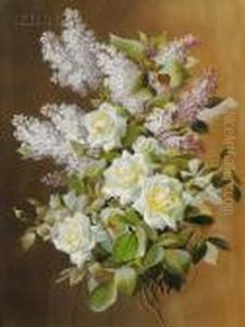 Still Life With Roses And Lilacs by Paul De Longpre