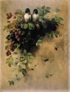 Birds, Bees And Berries by Paul De Longpre