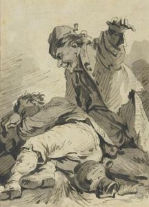 Two Men, One Sleeping by Loutherbourg, Philippe de