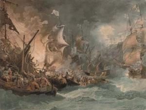 Destruction Of The Spanish Armada, By Stadler And Pollard by Philip Jacques de Loutherbourg
