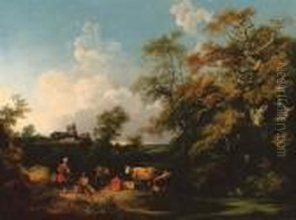 A Wooded River Landscape With A Milkmaid, Herdsman And Cattle, Achurch Beyond - view 1