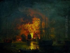 The Destruction Of 'l'orient' At The Battle Of The Nile by Loutherbourg, Philippe de