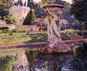 Garden with Villa and Fountain 1924 by William Merritt Chase