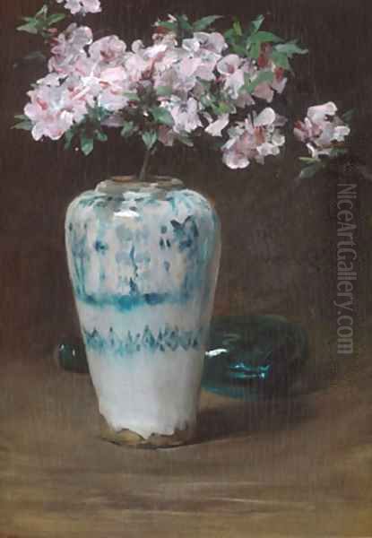 Pink Azalea Chinese Vase 1880 - view 1