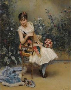 Aline Con Flores (aline With Flowers) by Raimundo de Madrazo y Garreta
