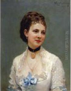 Joven Con Lazo Azul (young Lady With A Blue Ribbon) by Raimundo de Madrazo y Garreta