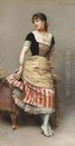 A Portrait Of Aline Masson Leaning On A Sofa by Raimundo de Madrazo y Garreta