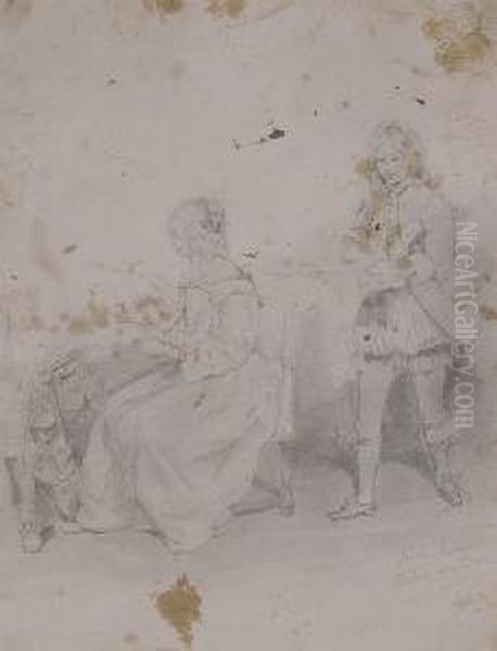 Dama Y Caballero En Interior Holandes - view 1