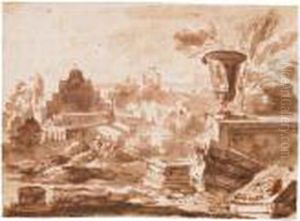 Paesaggio Di Fantasia Con Edifici E Figure by Alessio De Marchis