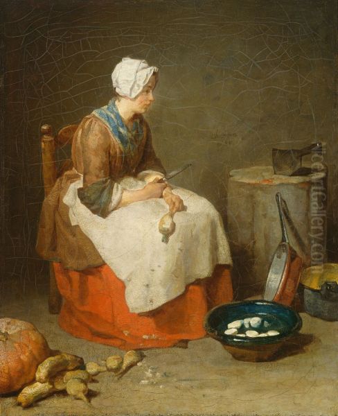 Girl Peeling Vegetables - view 1