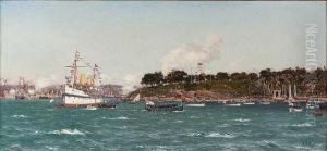 The Chartered Royal Yacht
"ophir" Disembarking Their Royal Highnesses The Duke And Duchess Of York
In Sydney Harbour On 6th May 1901 by Eduardo de Martino