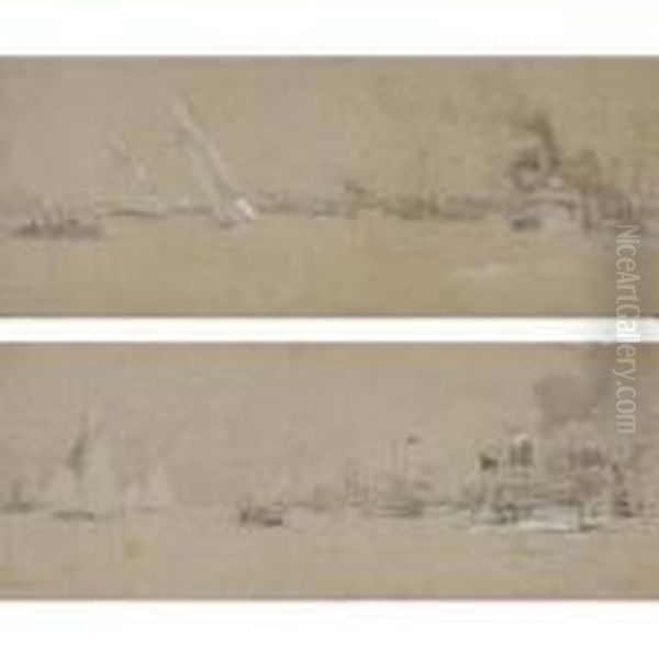 A Pair Of Studies For "columbia And Shamrock 1st Off Sandy Hook, October 1899" - view 1