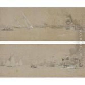 A Pair Of Studies For "columbia And Shamrock 1st Off Sandy Hook, October 1899" by Eduardo de Martino