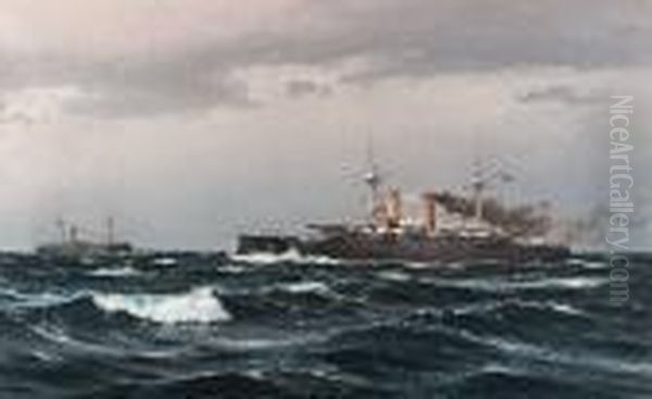 An Argentinian Cruiserwith A Frigate In The Background - view 1