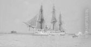 H.m.s. Alexandra Lying In Spithead by Eduardo de Martino