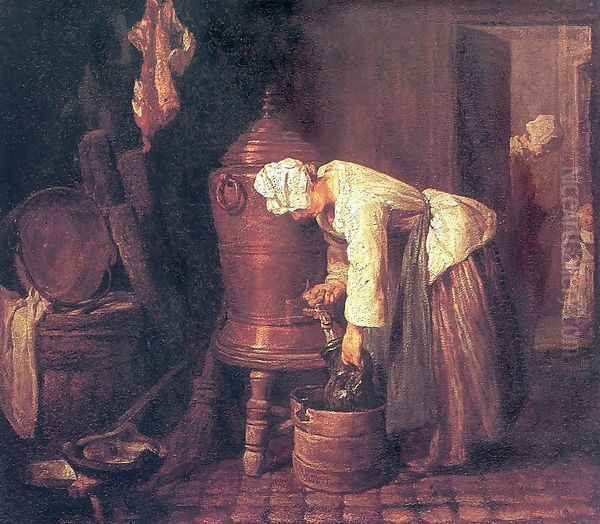 Woman Drawing Water from a Copper Cistern - view 1