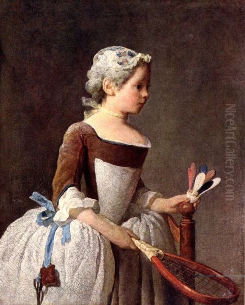 Girl with Racket and Shuttlecock, c.1740 - view 1
