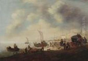 Fishermen And Townsfolk On The Beach At Scheveningen